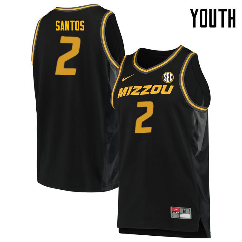 Youth #2 K.J. Santos Missouri Tigers College Basketball Jerseys Sale-Black